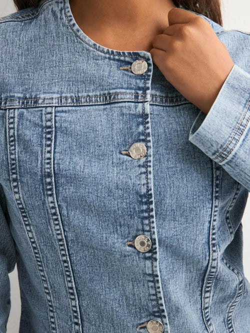 Classic Button-Down Denim Jacket - Lara Moda