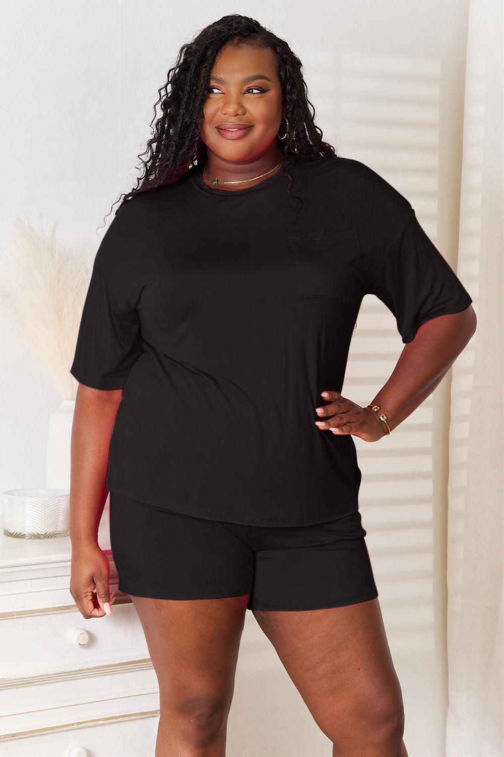 Conjunto Basic Bae Top Meia Manga e Short em Rayon Macio - Tamanho Grande - Lara Moda