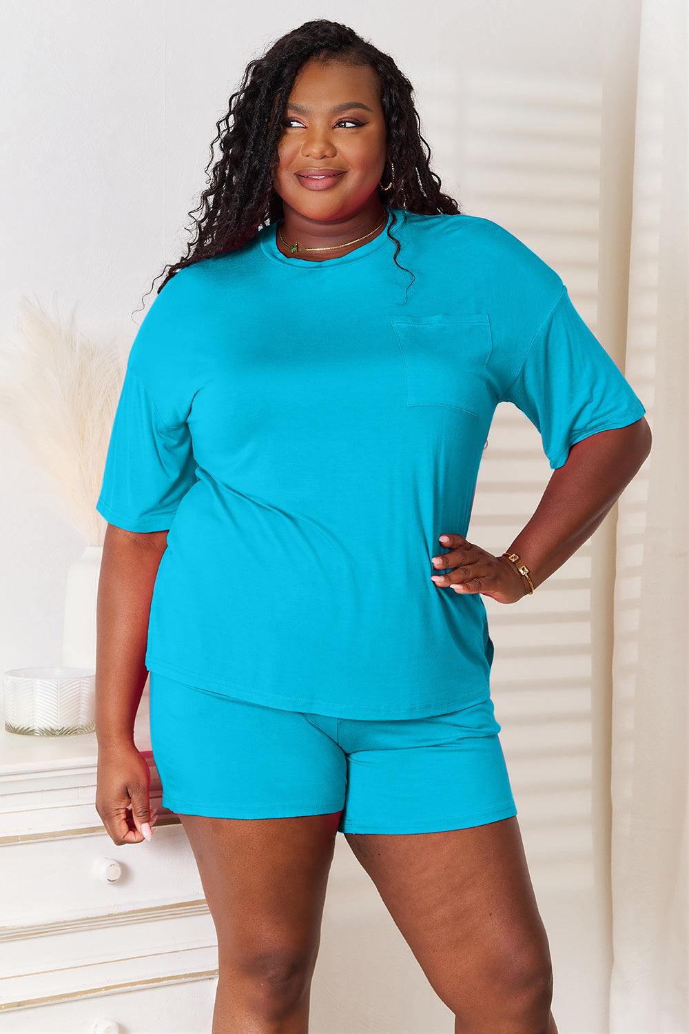 Conjunto Basic Bae Top Meia Manga e Short em Rayon Macio - Tamanho Grande - Lara Moda