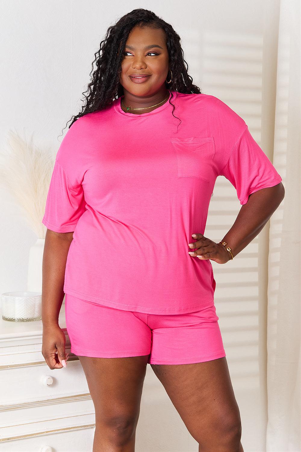 Conjunto Basic Bae Top Meia Manga e Short em Rayon Macio - Tamanho Grande - Lara Moda