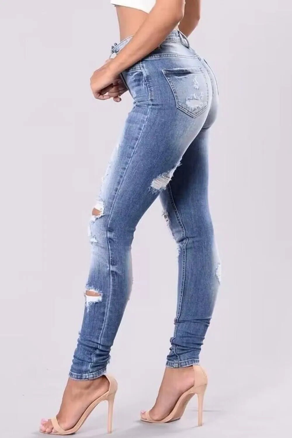 Full Size Distressed Skinny Jeans Plus Size - Lara Moda