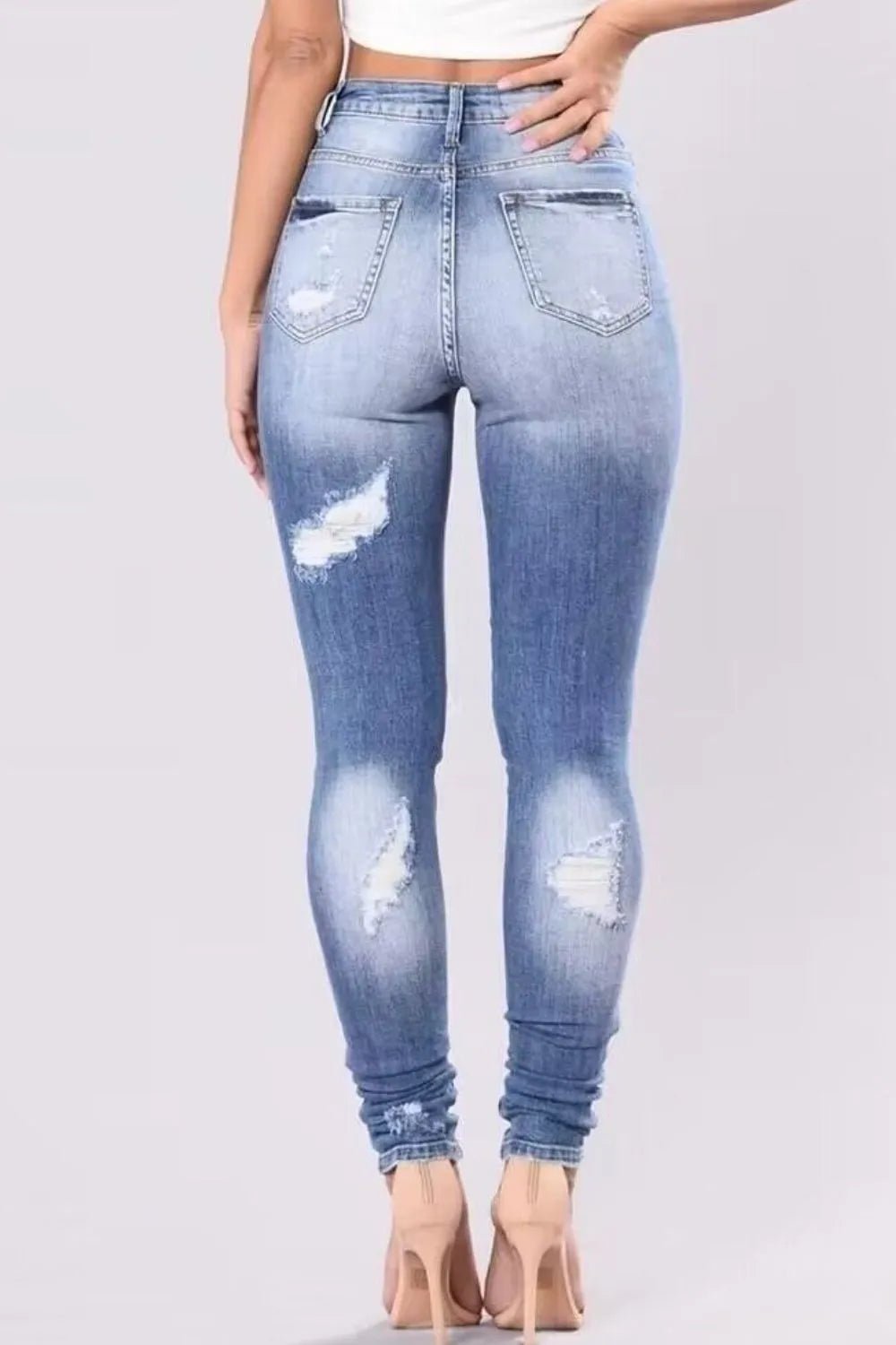 Full Size Distressed Skinny Jeans Plus Size - Lara Moda