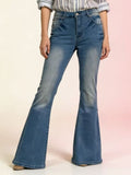 Full Size Vintage Wash High-Waisted Flare Jeans Plus Size - Lara Moda