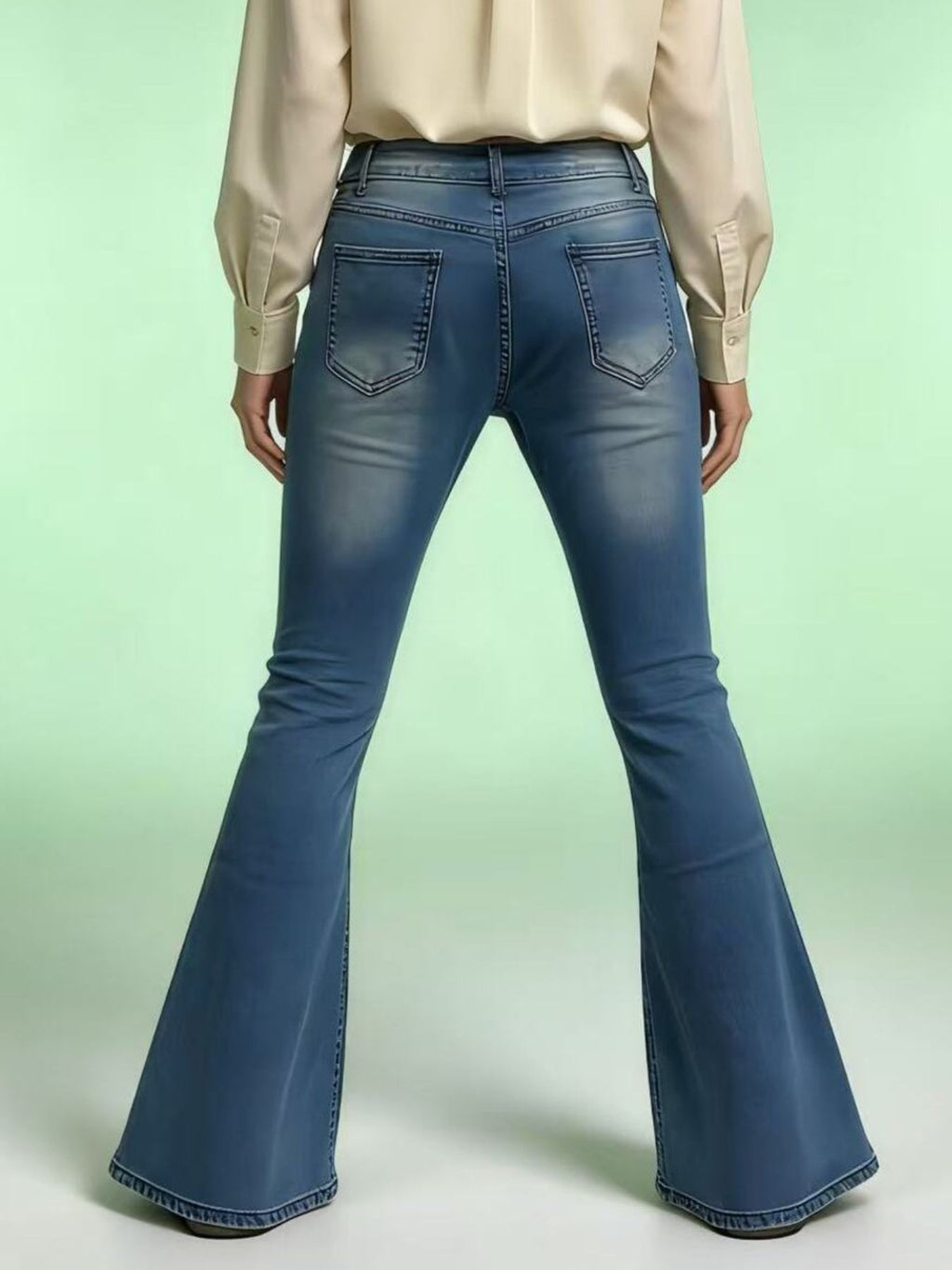 Full Size Vintage Wash High-Waisted Flare Jeans Plus Size - Lara Moda