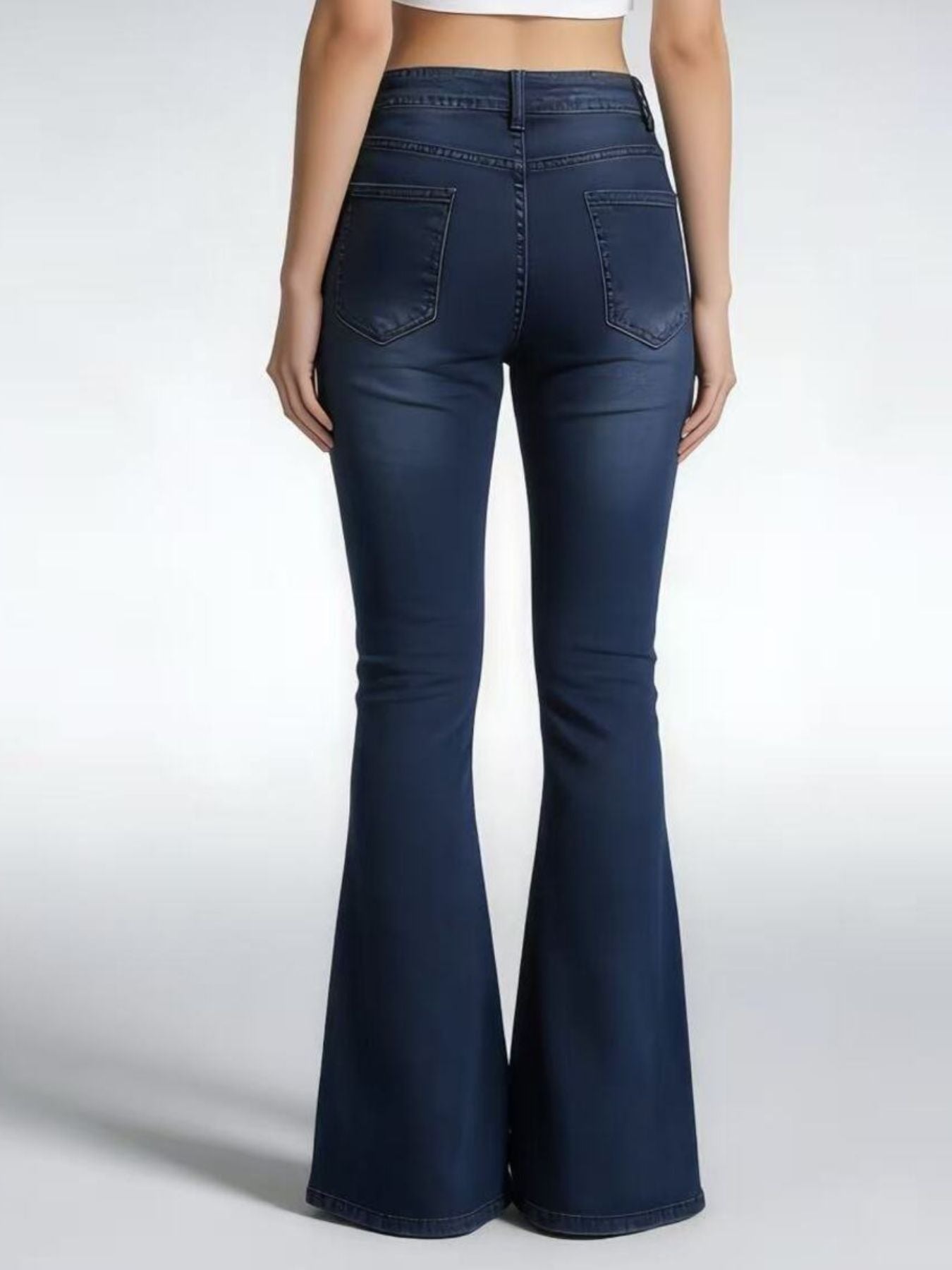 Full Size Vintage Wash High-Waisted Flare Jeans Plus Size - Lara Moda