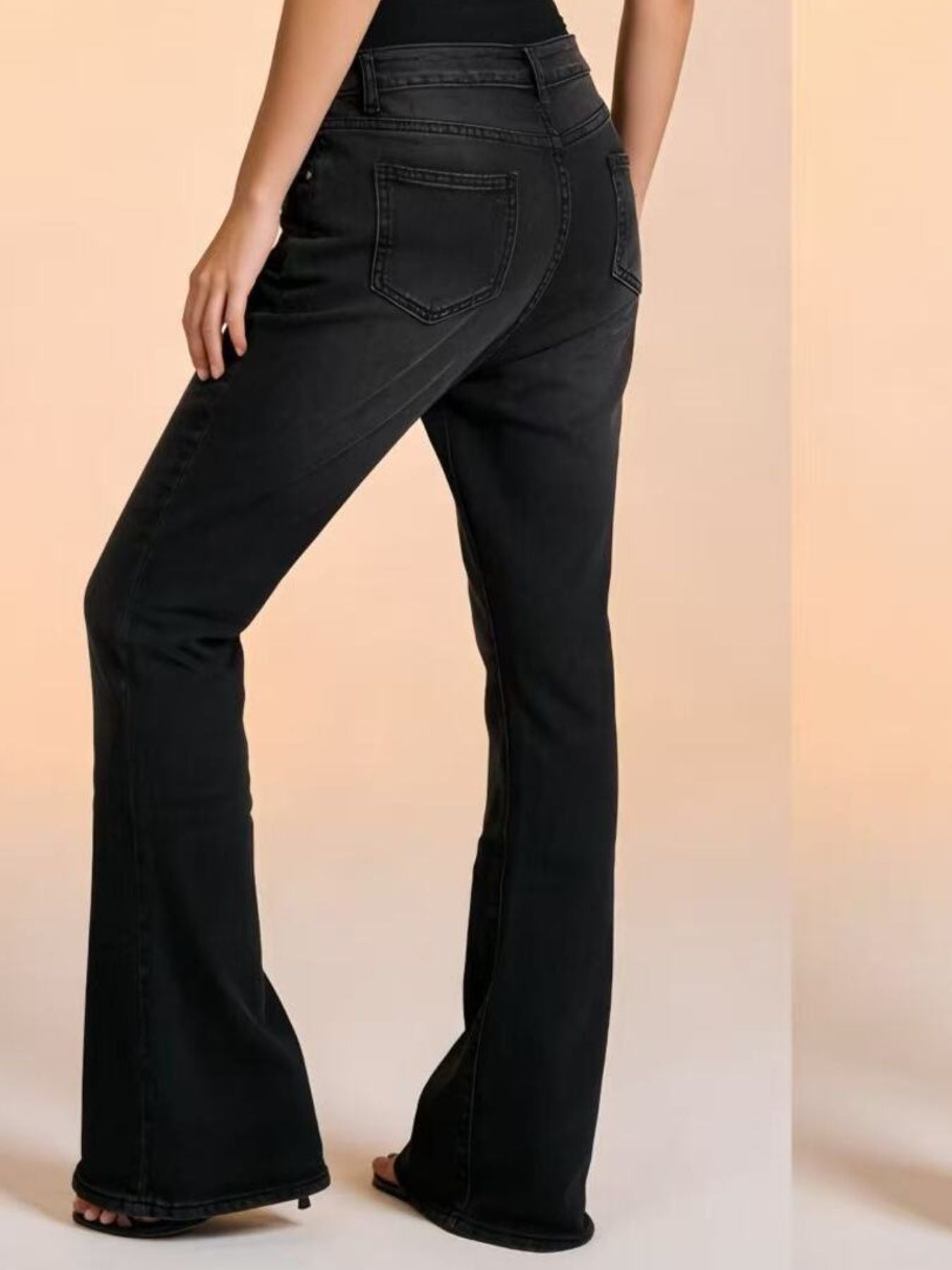 Full Size Vintage Wash High-Waisted Flare Jeans Plus Size - Lara Moda