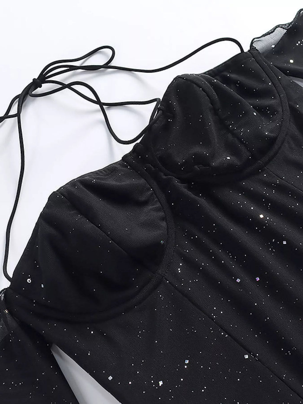 Glitter Mini Dress with Sleeves - Lara Moda