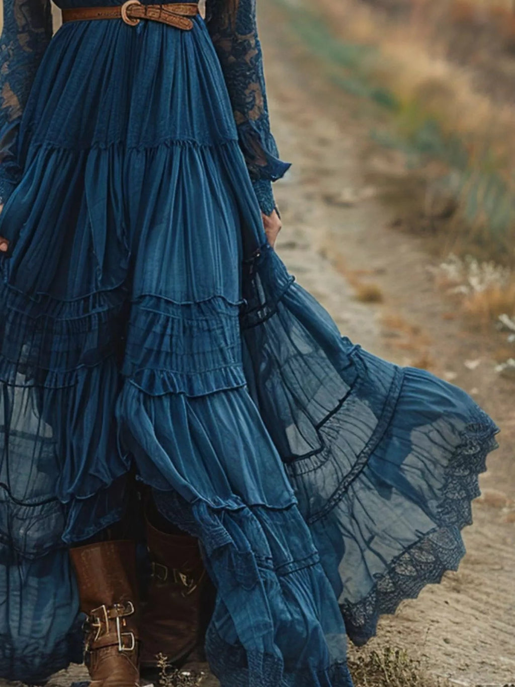 Lace Long Sleeve Maxi Dress - Lara Moda