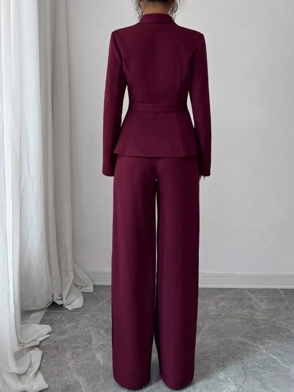 One Button Blazer and Pants Set - Lara Moda