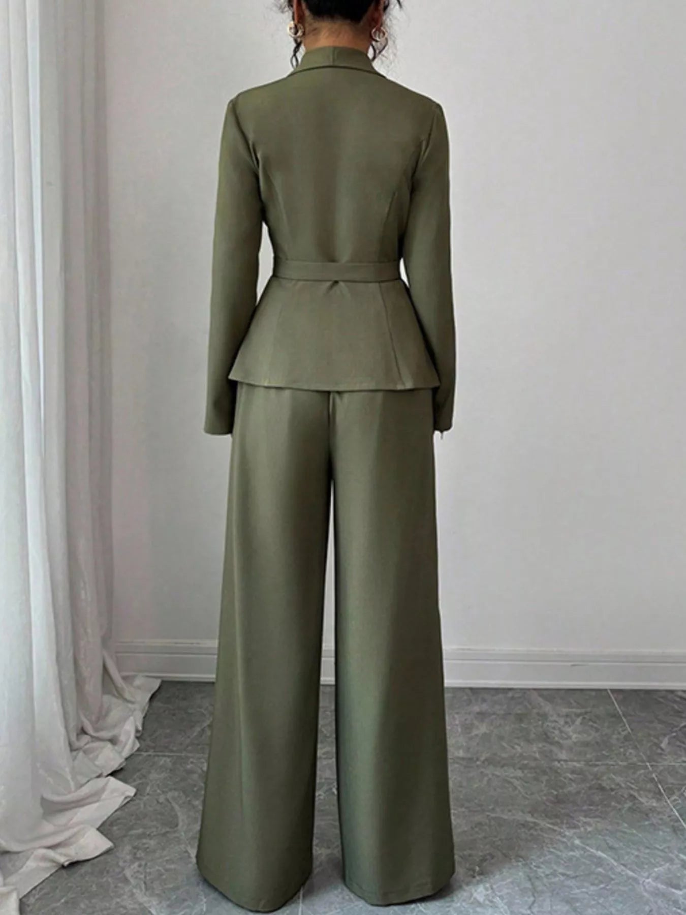 One Button Blazer and Pants Set - Lara Moda
