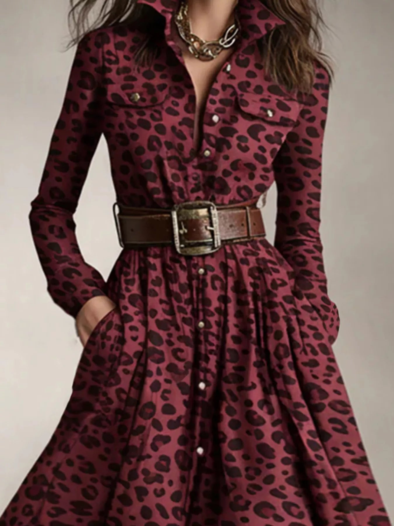 Plaid Button Front Maxi Shirt Dress - Lara Moda