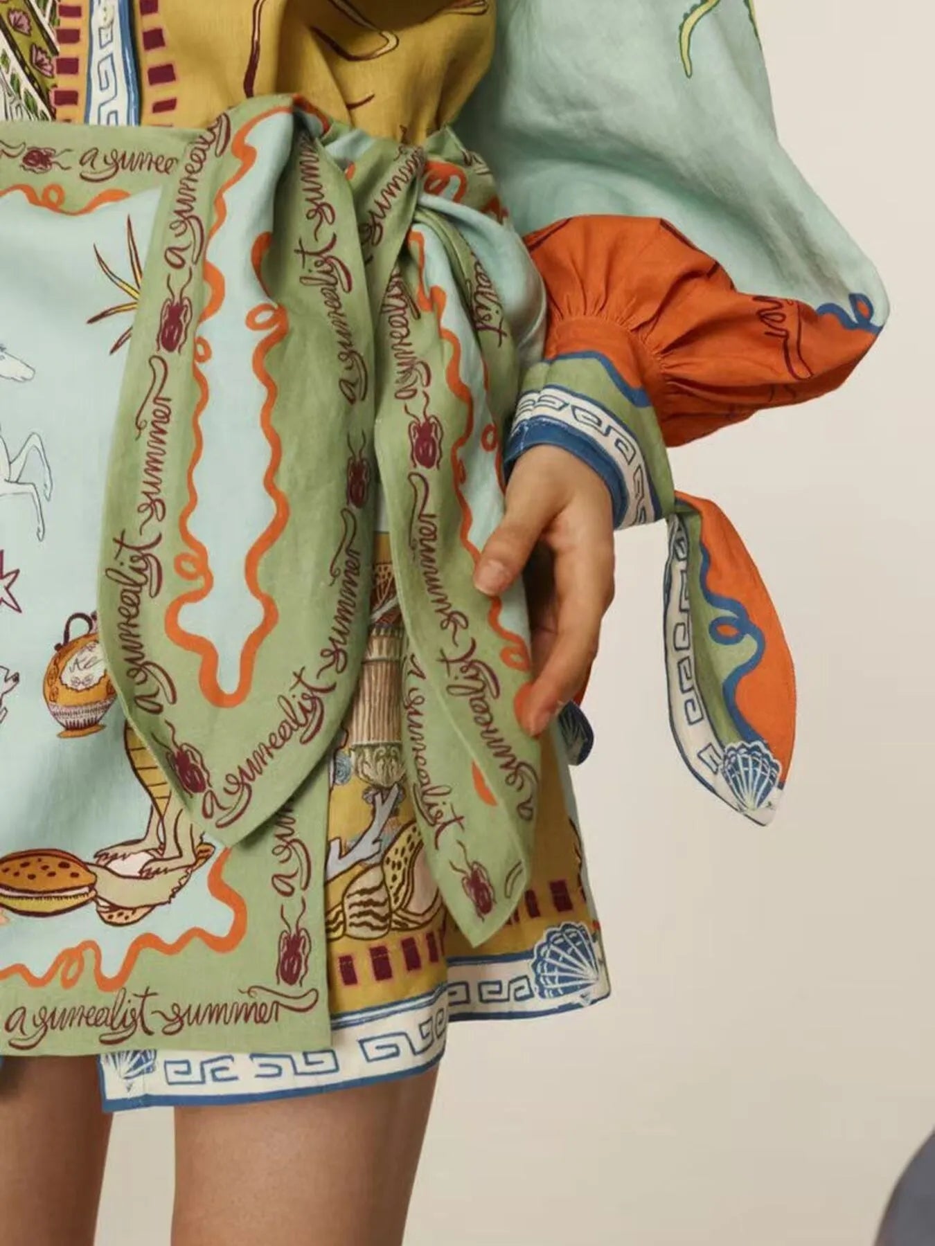 Printed Long Sleeve Shirt Dress - Lara Moda