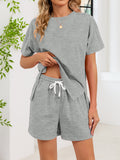 Round Neck Short Sleeve T-Shirt and Shorts Set - Lara Moda