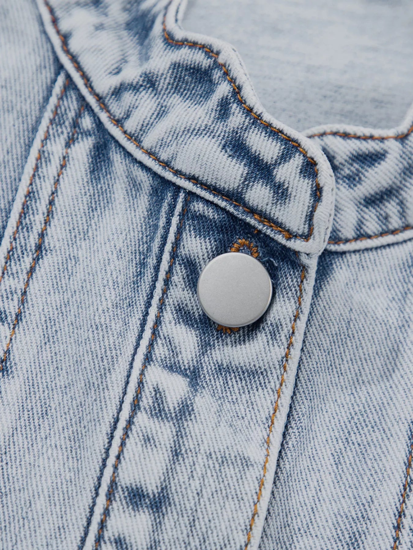 Scalloped Trim Patch Pocket Button Front Denim Vest - Lara Moda