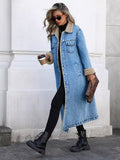 Sherpa Lined Longline Denim Jacket - Lara Moda